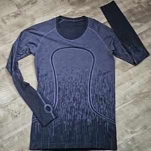 Lululemon Top Run Swiftly Tech Long Sleeve Blue Navy Ombre Long Slee